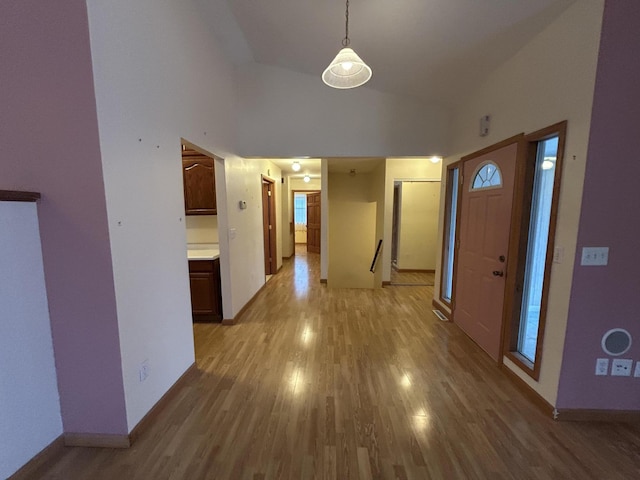 832 E Park Dr, Niles, MI 49120 - foyer entrance featuring light wood-style floors and high vaulted ceiling