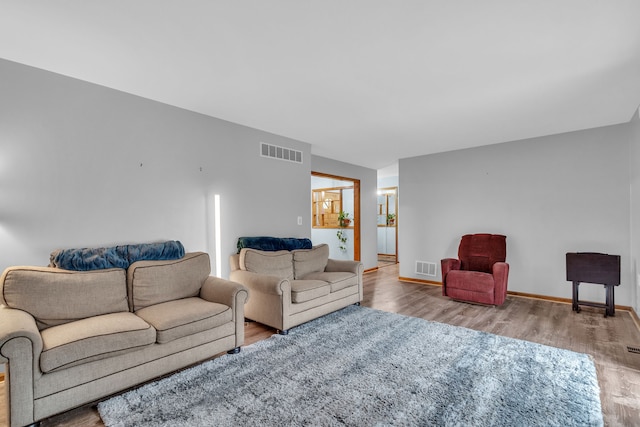 living room with light wood-type flooring