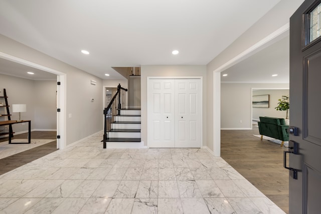 entrance foyer featuring light hardwood / wood-style floors