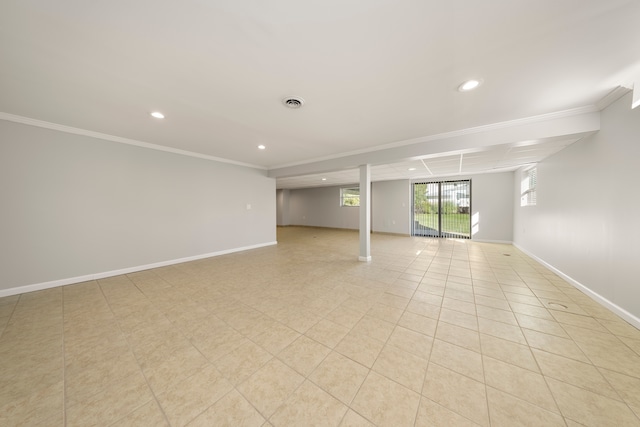 unfurnished room featuring ornamental molding