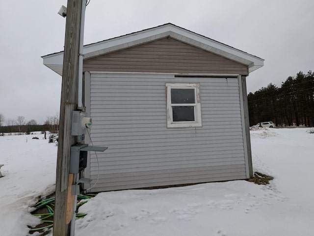 view of snow covered exterior