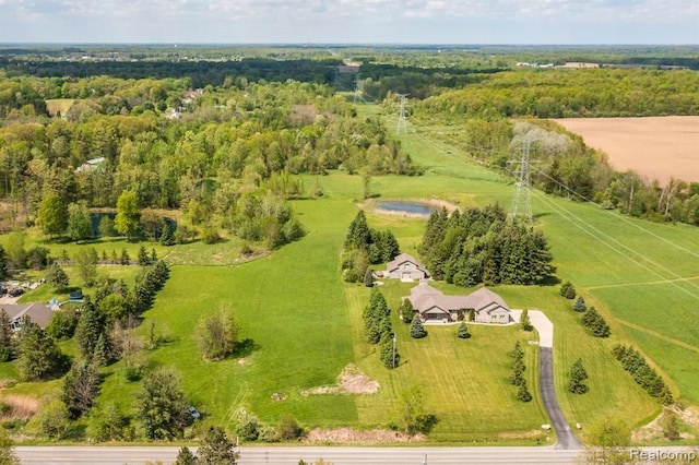 aerial view featuring a rural view