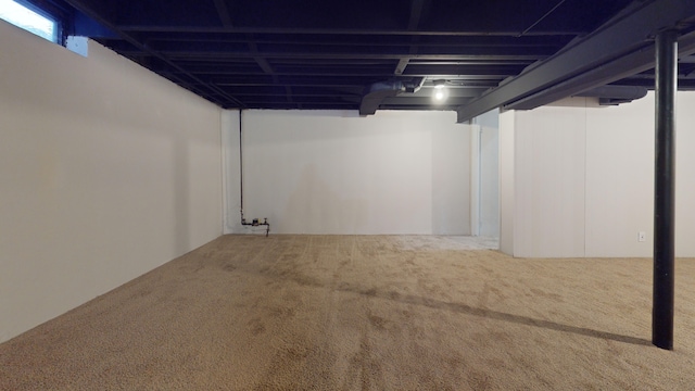 basement with carpet flooring