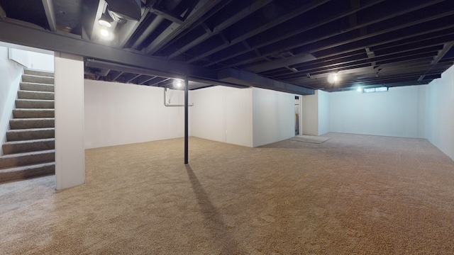 basement with carpet