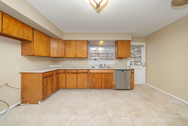 kitchen with sink and stainless steel dishwasher