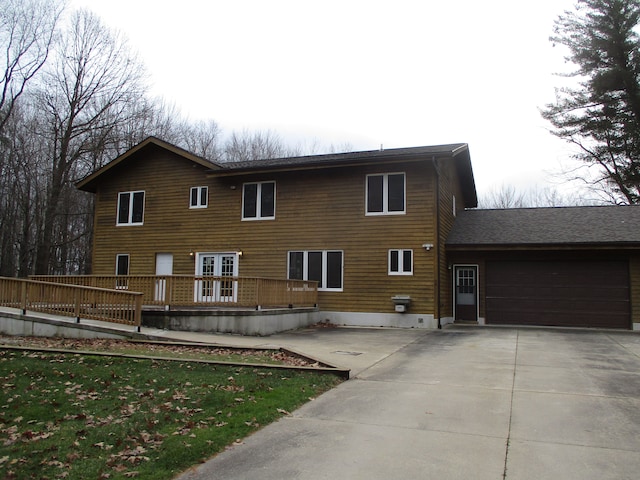 exterior space featuring a garage