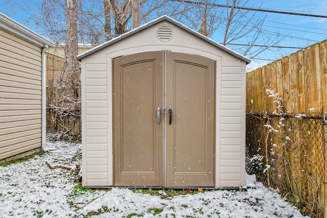 view of snow covered structure