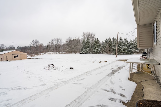 view of yard layered in snow