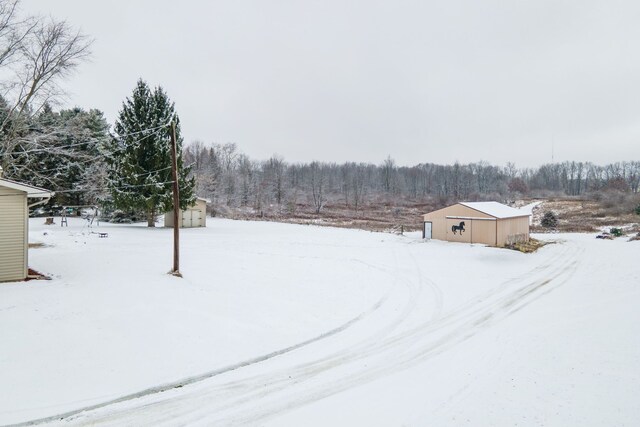 view of yard covered in snow