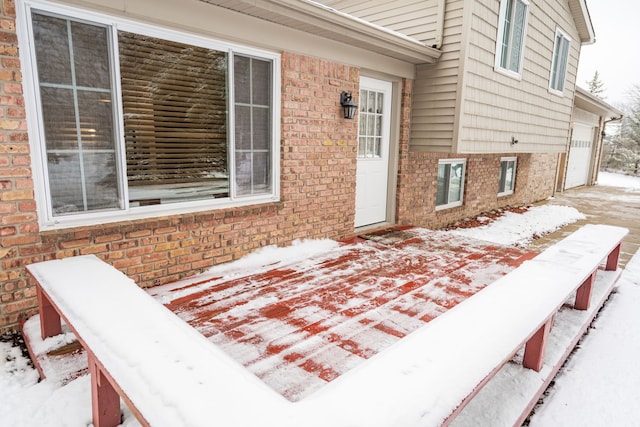 view of snow covered patio