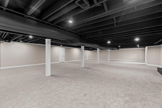 basement with carpet