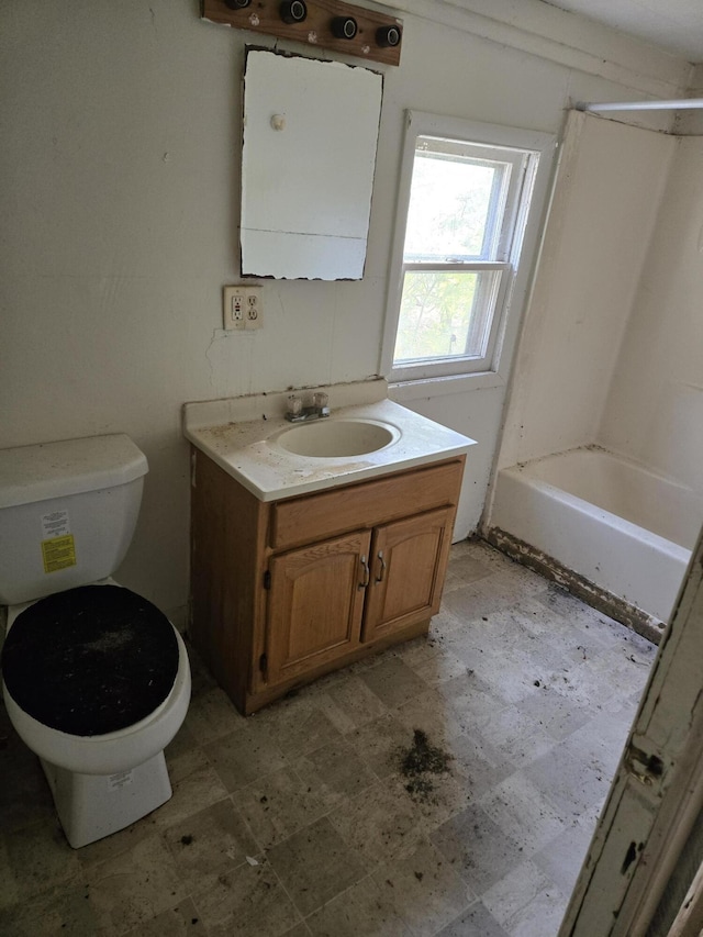 full bathroom with vanity, toilet, and tub / shower combination