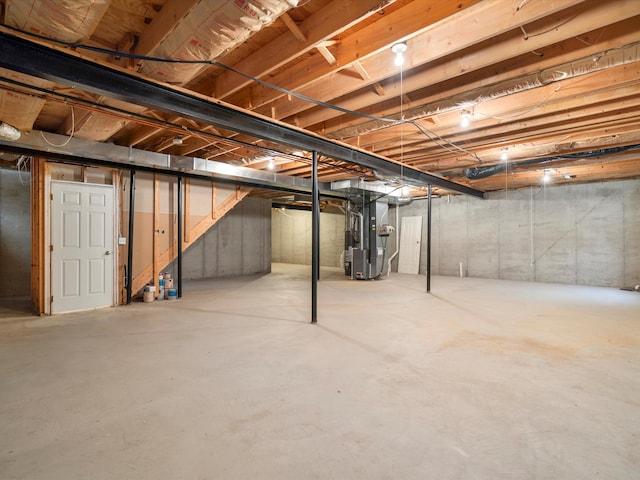 basement with heating unit