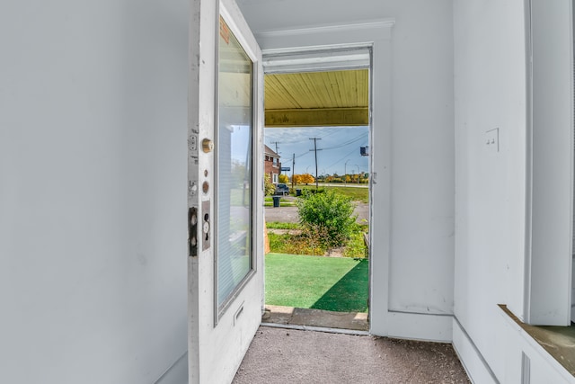 entryway featuring carpet flooring