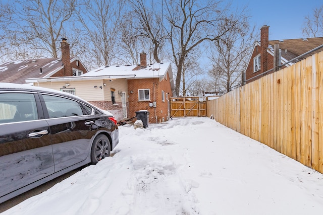 view of snow covered exterior