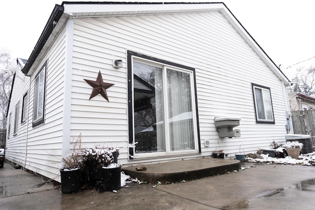 view of snow covered exterior