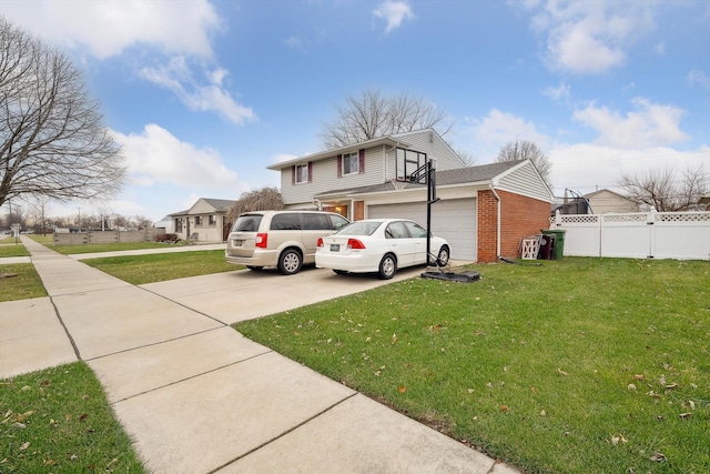 exterior space featuring a yard and a garage