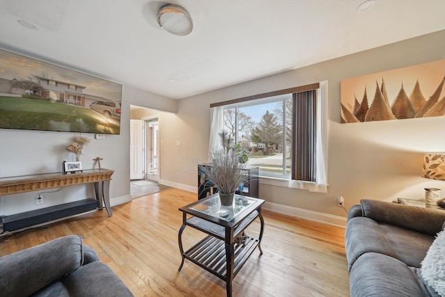 living room featuring light hardwood / wood-style flooring