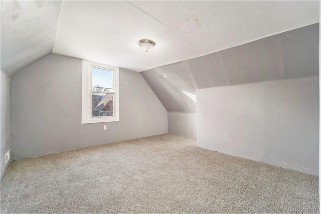 bonus room featuring carpet and vaulted ceiling