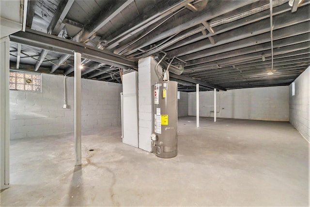 basement featuring gas water heater