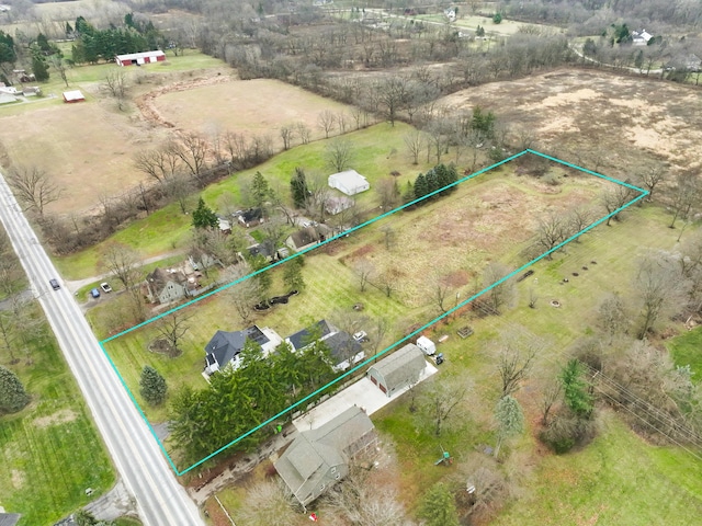 drone / aerial view featuring a rural view