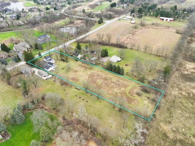 aerial view featuring a rural view