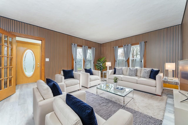 living room featuring light hardwood / wood-style flooring