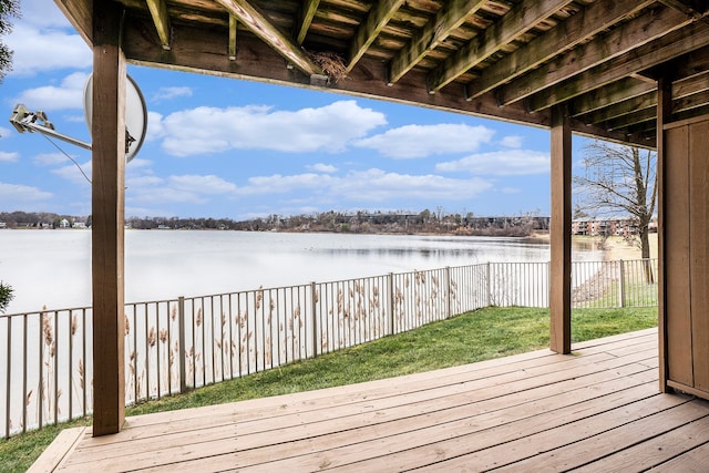 deck with a water view