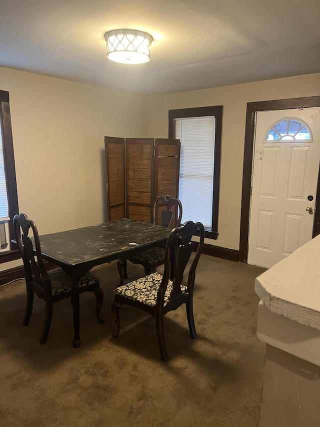 view of carpeted dining room