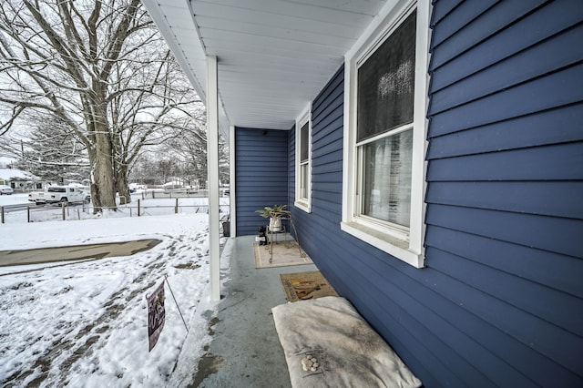 view of snowy exterior