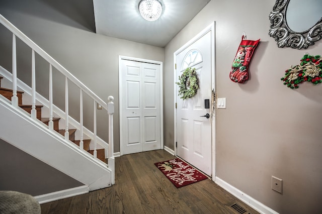 entryway featuring dark hardwood / wood-style floors