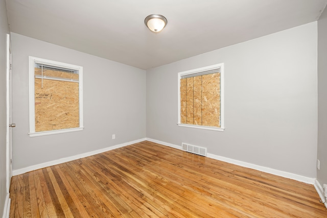 empty room with light wood-type flooring