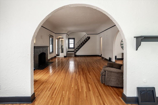 living room with wood-type flooring