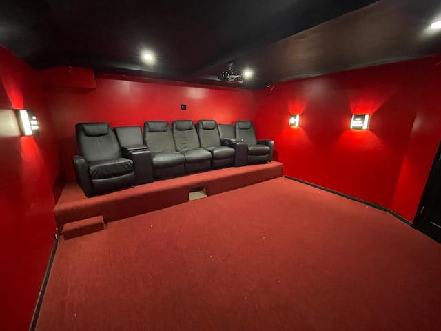 view of carpeted home theater