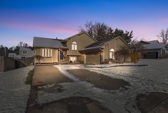 view of front of home with a garage