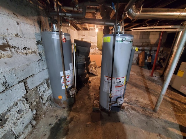 utility room with water heater