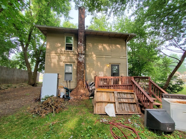 rear view of house with a wooden deck