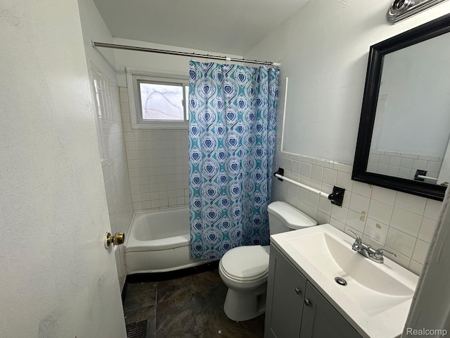 26202 Colgate St, Inkster, MI 48141 - full bathroom with vanity, shower / tub combo, and tile walls