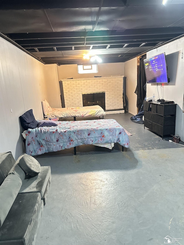 bedroom with concrete flooring