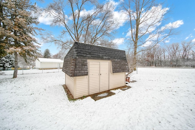 view of snow covered structure