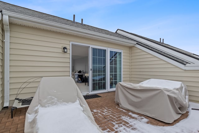 view of patio featuring a grill