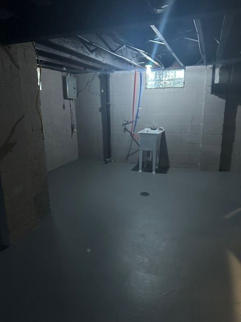 basement with sink