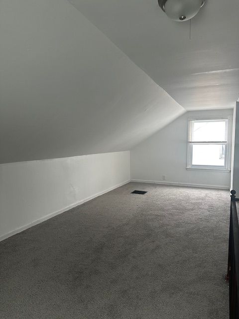 bonus room featuring carpet floors and vaulted ceiling