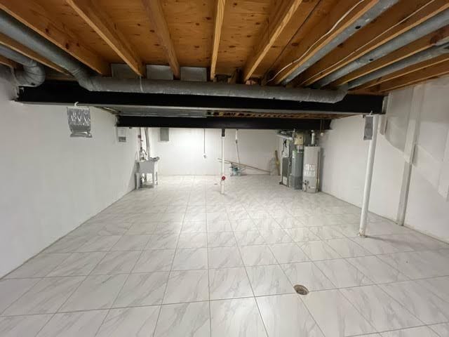 basement with water heater