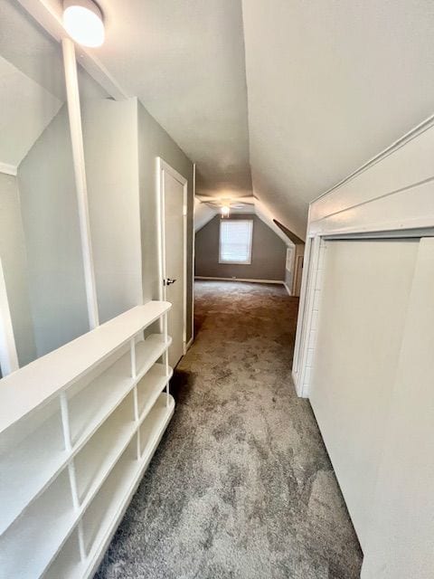 bonus room with carpet floors and vaulted ceiling