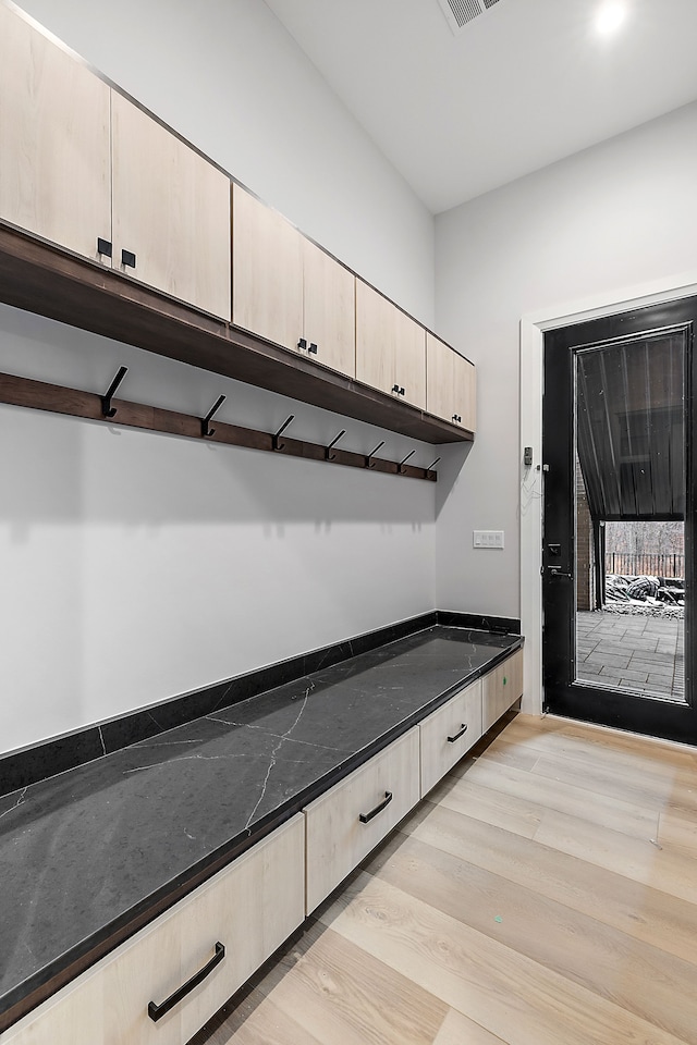 mudroom with light wood-type flooring