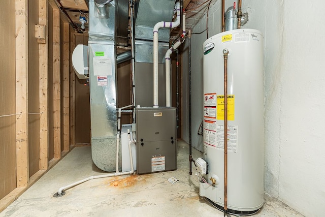 utilities with heating unit and gas water heater