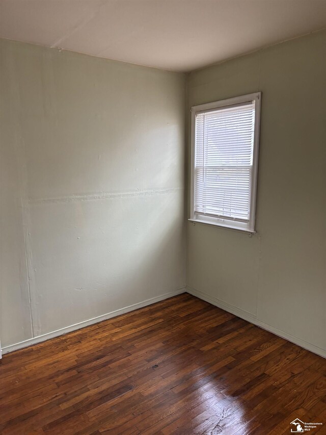 spare room with dark wood-type flooring