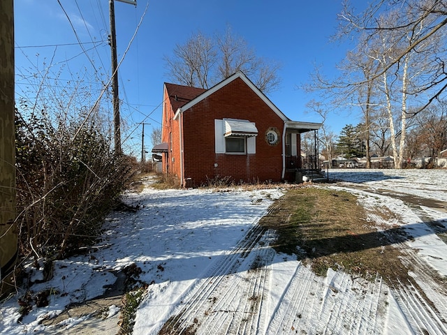 view of snowy exterior