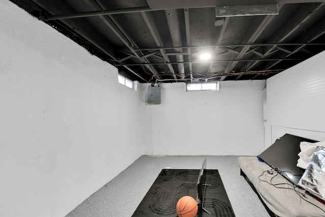 basement with electric panel